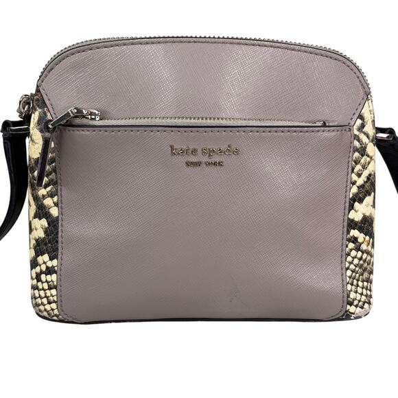 Kate Spade NY Louise Python Embossed Taupe Crossbody Purse - Picture 11 of 16